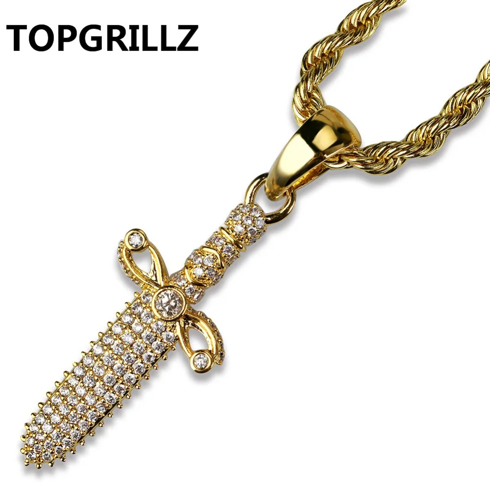 TOPGRILLZ Men's Hip Hop Jewelry Copper Gold Color Plated Cool Sword Pendant Necklace Micro Pave Zircon High Quality Party Gifts
TOPGRILLZ Men's Hip Hop Jewelry Copper Gold Color Plated Cool Sword Pendant Necklace Micro Pave Zircon High Quality Party Gifts