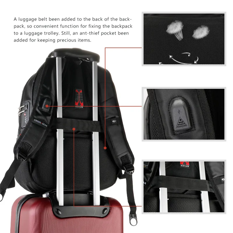 CROSSGEAR Male ag Backpack with USB Charging Port Laptop bag and Combination Lock- Fits Most 15.6 Inch Laptops and Tablets
CROSSGEAR Male ag Backpack with USB Charging Port Laptop bag and Combination Lock- Fits Most 15.6 Inch Laptops and Tablets