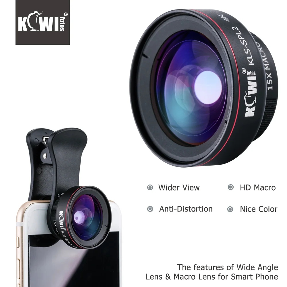 KIWI Smartphone Lens Wide Angle Macro Cell Phone Lenses 15x for Iphone 6/7/7plus/8/8x Samsung Sony Mobile Phone
KIWI Smartphone Lens Wide Angle Macro Cell Phone Lenses 15x for Iphone 6/7/7plus/8/8x Samsung Sony Mobile Phone