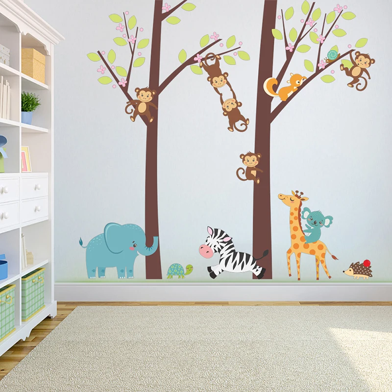 Forest Monkey Elephant Giraffe Tree Wall Stickers For Kids Cartoon Animals Forest Wall Decals DIY Mural Art PVC Home Posters
Forest Monkey Elephant Giraffe Tree Wall Stickers For Kids Cartoon Animals Forest Wall Decals DIY Mural Art PVC Home Posters