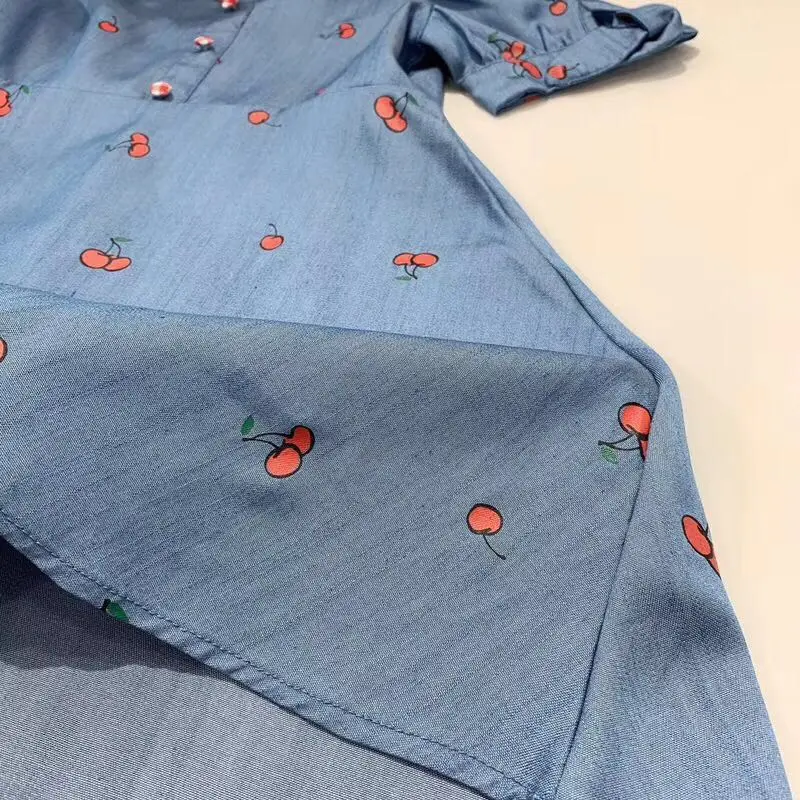 2019 Summer cherry Printed Baby Girls Blue Dress Party Boutique Princess Dress for Girl Denim Dress outwear pretticoat
2019 Summer cherry Printed Baby Girls Blue Dress Party Boutique Princess Dress for Girl Denim Dress outwear pretticoat