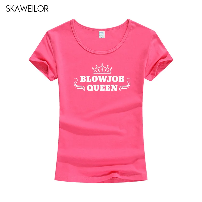Женская футболка с буквенным принтом Blowjob Queen Летние повседневные хлопковые