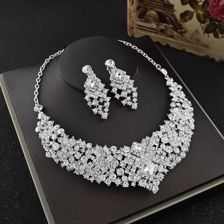 Bride headdress crown three - piece suit jewelry wedding accessories hair ornaments necklace earrings jewelryAD1924 | Украшения и