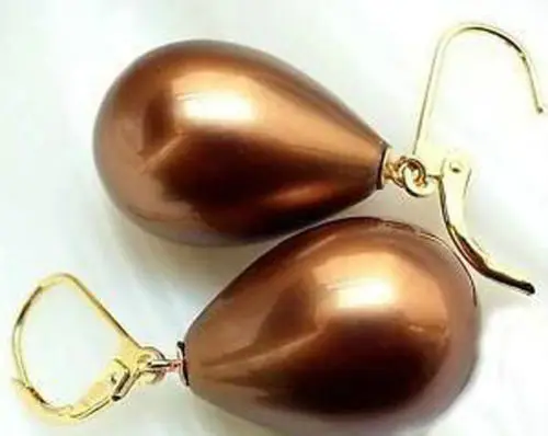 

charming NEW HUGE AAA 12X16mm Chocolate Shell dangle earrings Pearl Earring