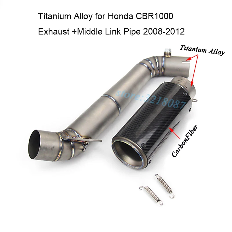 Motorcycle Exhaust Full System Titanium Alloy with Sticker Middle Link Pipe Carbon Fiber Muffler For HONDA CBR1000RR 2008-2012 | Автомобили