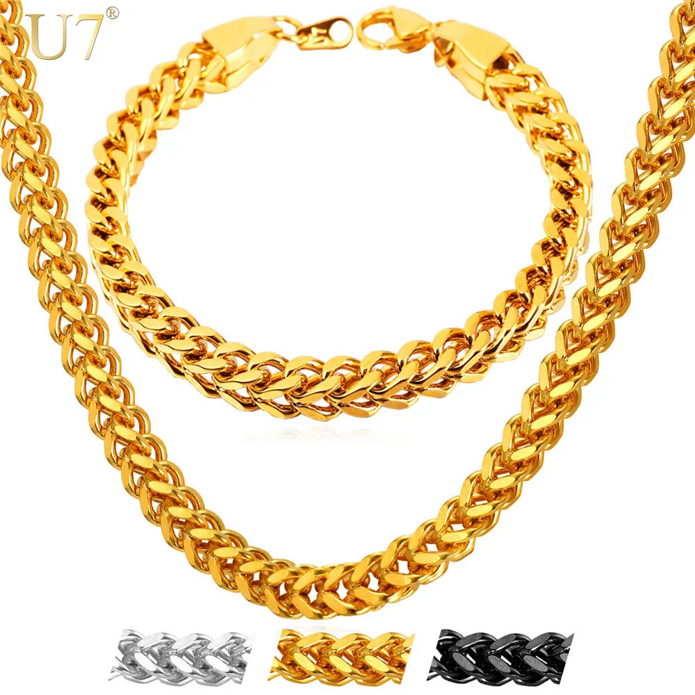 U7 Steampunk African Jewelry Set Wholesale Gold Color Stainless Steel Box Chain Bracelet Necklace Set For Men Jewelry S705
U7 Steampunk African Jewelry Set Wholesale Gold Color Stainless Steel Box Chain Bracelet Necklace Set For Men Jewelry S705