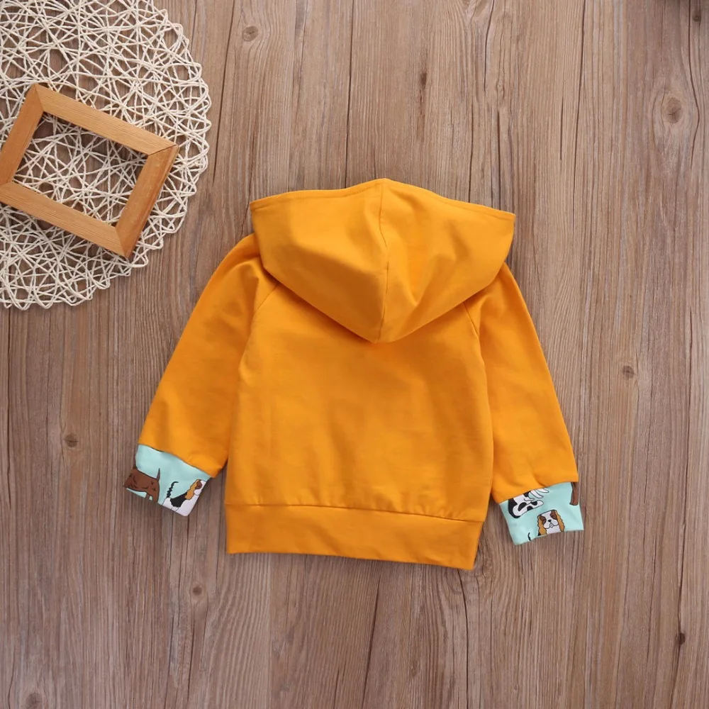 Infant Baby Kids Clothing New Fashion Sweatshirt Solid Hoodies Cartoon Print Tops Children Bebe Cotton Clothes |