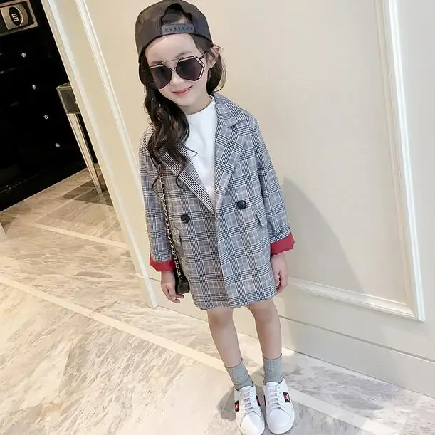 Girls Plaid Suit 2018 Spring Summer Children's Garments Fashion Clothes Sets Male Kids Casual Jacket + Shorts 2 Pcs DF95 | Мать и