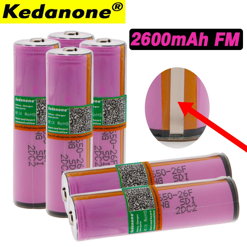 Фото 100% новый Защищенный 18650 аккумулятор оригинал для samsung 3 7 v 2600mah ICR18650 26F M Li lon