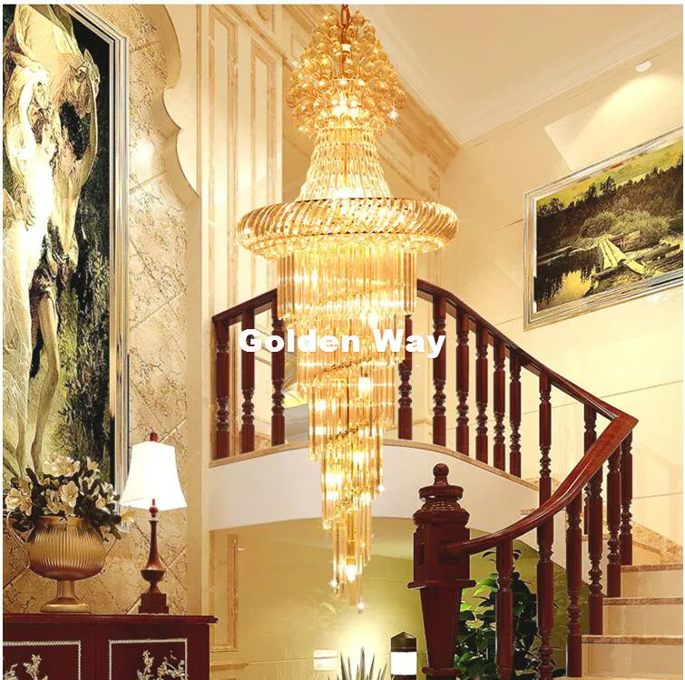 Free Shipping Hanging Golden Luxury Crystal Chandelier K9 Crystal For Staircase Hotel Lobby Double Floor Crystal E14*18 LED Lamp
Free Shipping Hanging Golden Luxury Crystal Chandelier K9 Crystal For Staircase Hotel Lobby Double Floor Crystal E14*18 LED Lamp