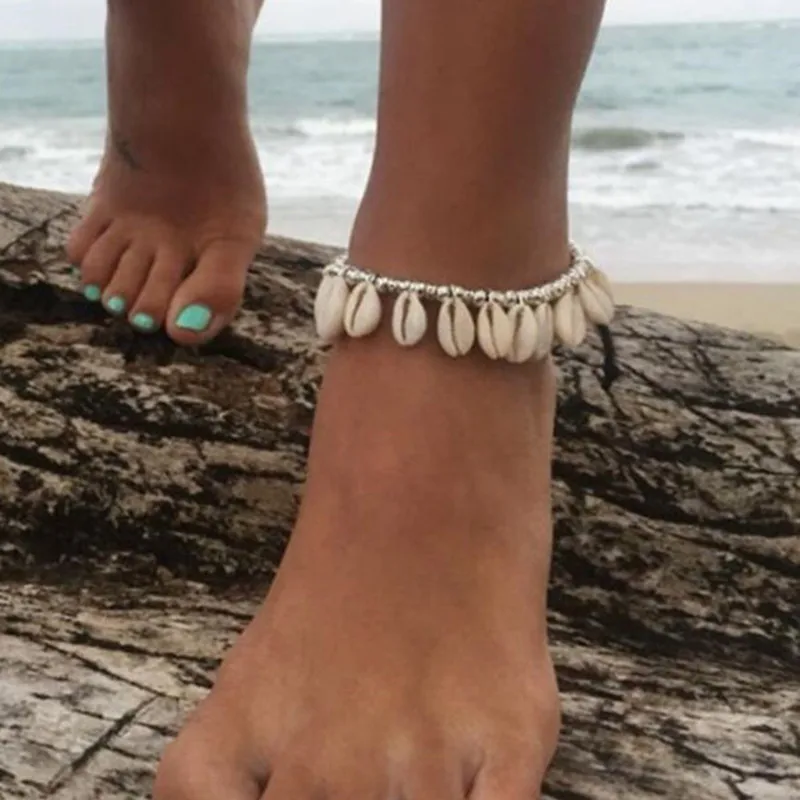 Женские браслеты для щиколотки в виде ракушки бижутерия ног летний босиком на