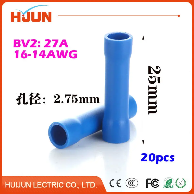 20pcs/lot Blue Butt Splice Connector Seam Type Cable Wire Joiner Fully Insulation Crimp Terminal for 1.5-2.5mm2,16-14AWG
20pcs/lot Blue Butt Splice Connector Seam Type Cable Wire Joiner Fully Insulation Crimp Terminal for 1.5-2.5mm2,16-14AWG