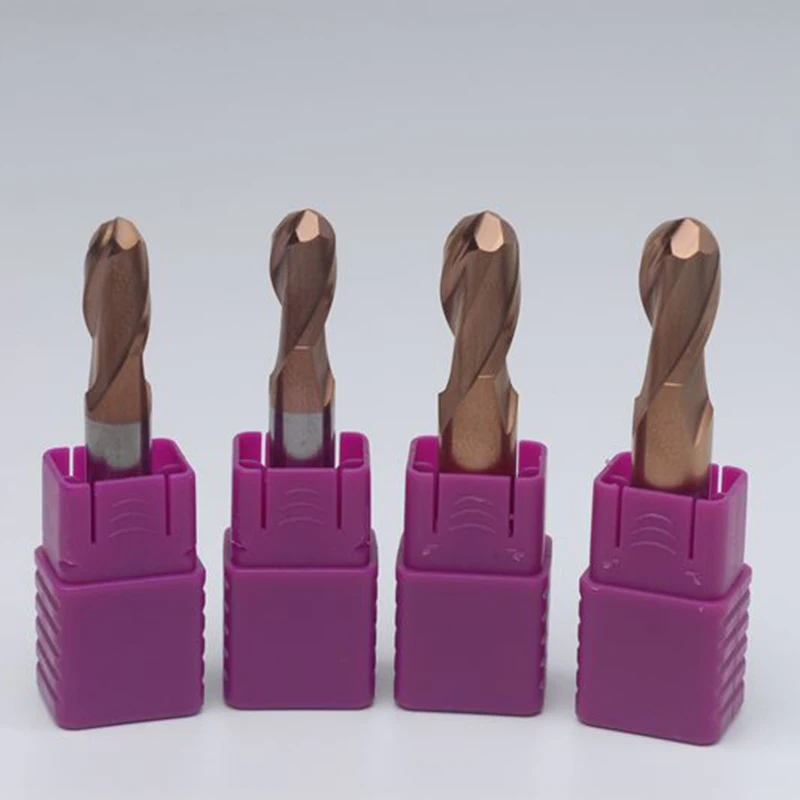 2 шт. HRC60 4 мм R2 шаровой конец твердосплавные концевые фрезы 2F-R2X4X75L флейты