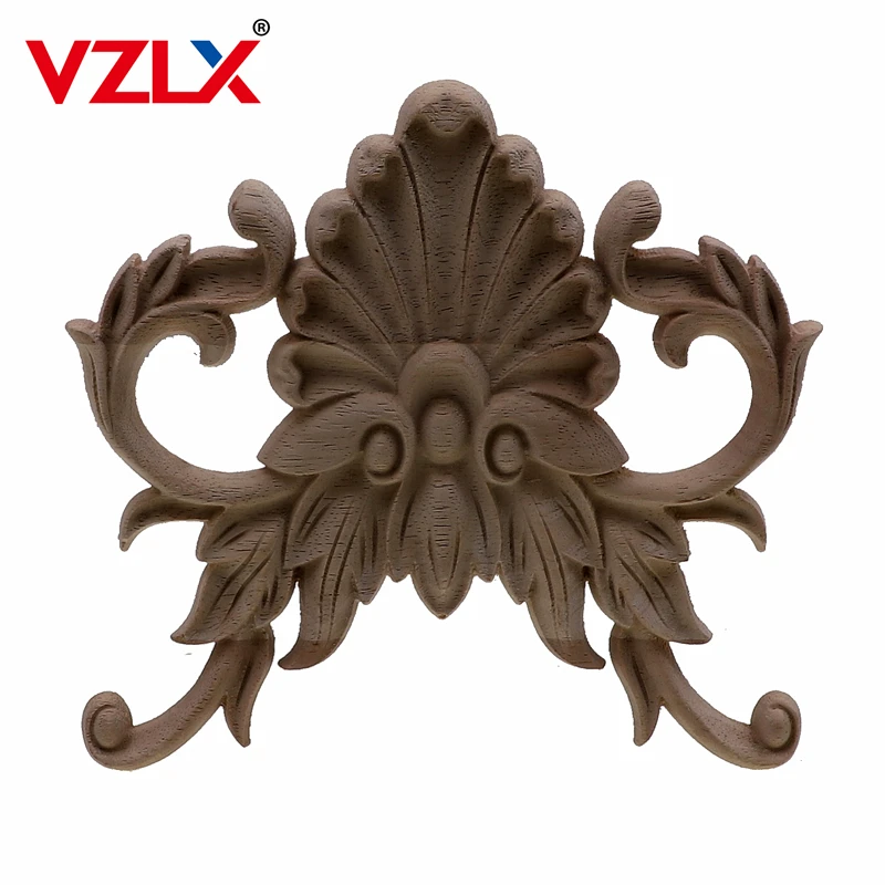 

VZLX Vintage Wood Carved Corner Onlay Applique Frame Doors Wall Decorate Furniture Decorative Figurines Wooden Miniatures Home