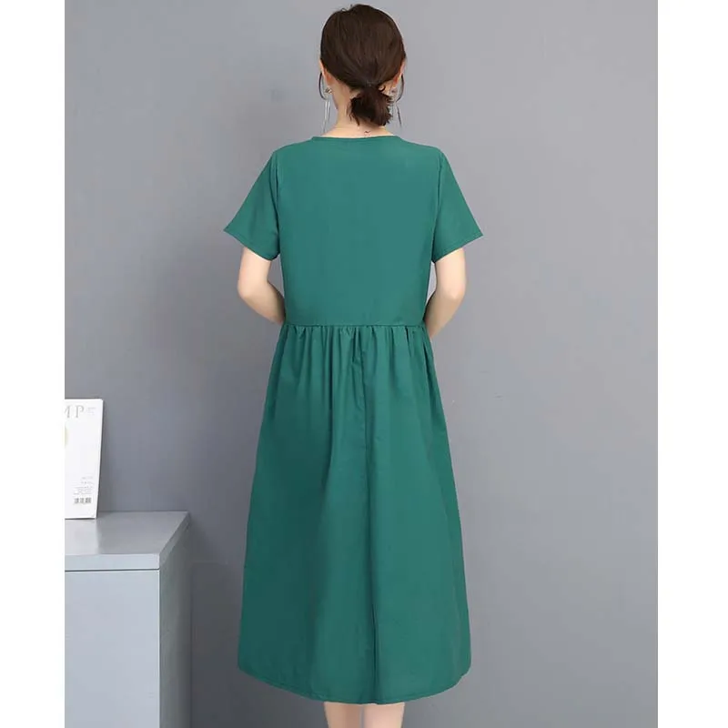 Women Vintage Embroidered Dress Casual Loose Short Sleeve Cotton Linen Pregnant Dress Elegant Maxi Party Dresses Robe Femme
Women Vintage Embroidered Dress Casual Loose Short Sleeve Cotton Linen Pregnant Dress Elegant Maxi Party Dresses Robe Femme