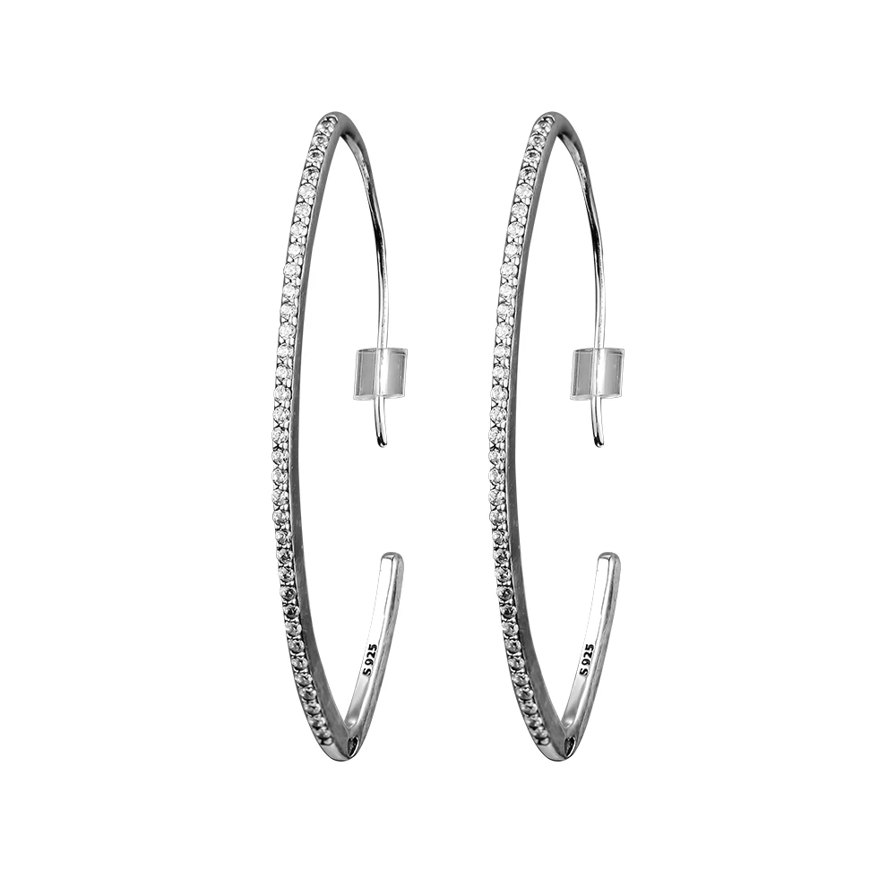 

Oval Sparking Hoop Earrings Sterling silver Jewelry Earrings For Woman Make Up Valentine's day Gift Fashion Earrings