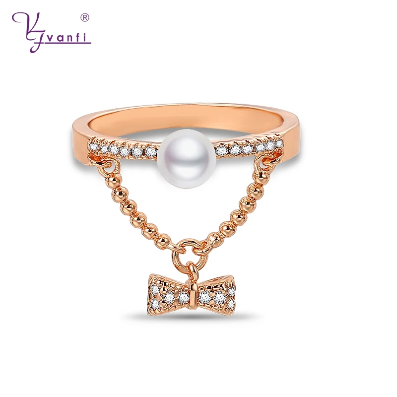 Kfvanfi New Design Korean Rose Gold Color Serie Bowknot Pendant Simulation Pearl Cubic Zirconia Ring Gifts For Women Girls
Kfvanfi New Design Korean Rose Gold Color Serie Bowknot Pendant Simulation Pearl Cubic Zirconia Ring Gifts For Women Girls