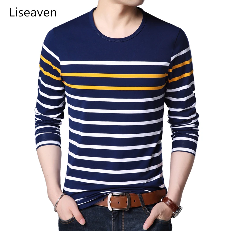 Liseaven Men's Cotton T-Shirts Striped Tshirt Long Sleeve T Shirt O-Neck Shirt Men Clothing
Liseaven Men's Cotton T-Shirts Striped Tshirt Long Sleeve T Shirt O-Neck Shirt Men Clothing