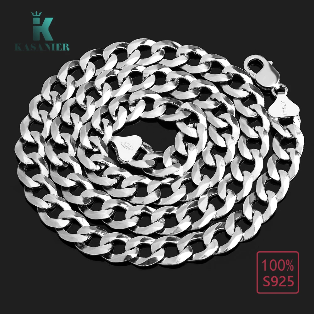 Мужское серебряное ожерелье KASANIER из 100% серебра S925 пробы 9 мм|silver necklace chain|necklace