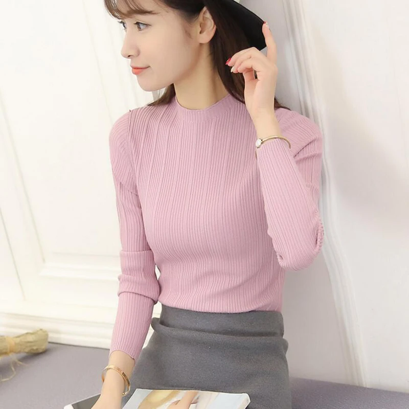 2018 Women Half Turtleneck Solid Kintwear Korean Autumn New Fashion High Elastic Slim Sweaters Long Sleeve Ladies Pullover Tops
2018 Women Half Turtleneck Solid Kintwear Korean Autumn New Fashion High Elastic Slim Sweaters Long Sleeve Ladies Pullover Tops