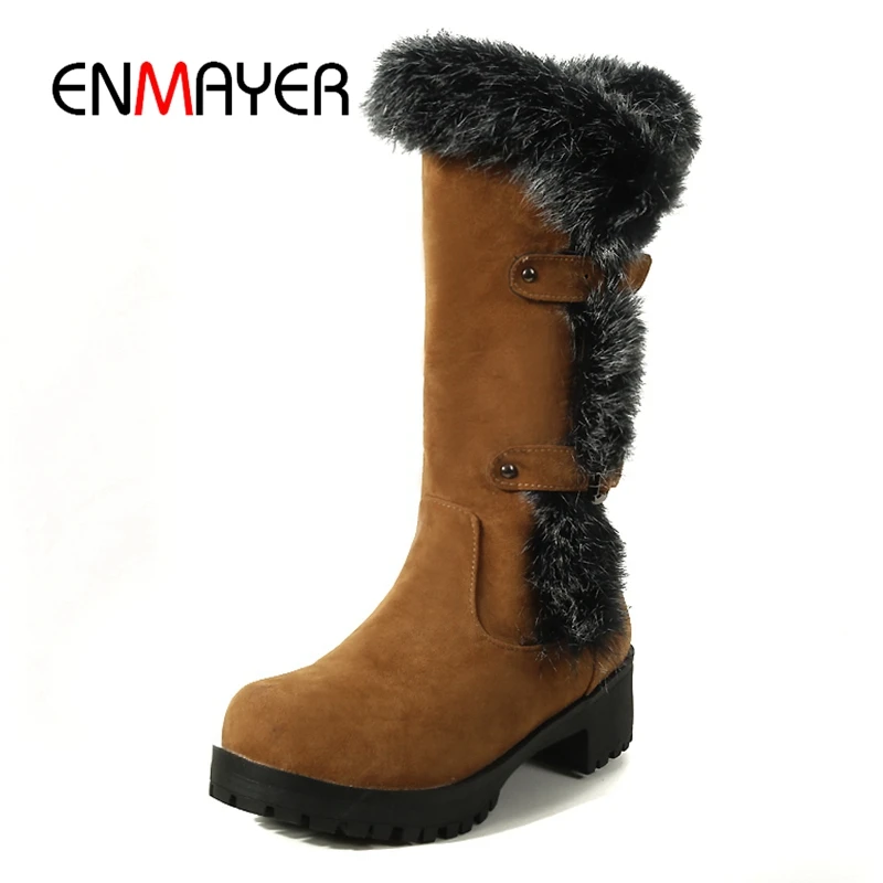 ENMAYER Women Basic round toe solid faux fur slip-on mid-calf boots lady fashion square heel buckle boots ZYL592
ENMAYER Women Basic round toe solid faux fur slip-on mid-calf boots lady fashion square heel buckle boots ZYL592