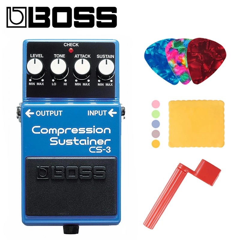 Фото Boss CS 3 компрессор Экологичная педаль для комплект гитары с медиаторами