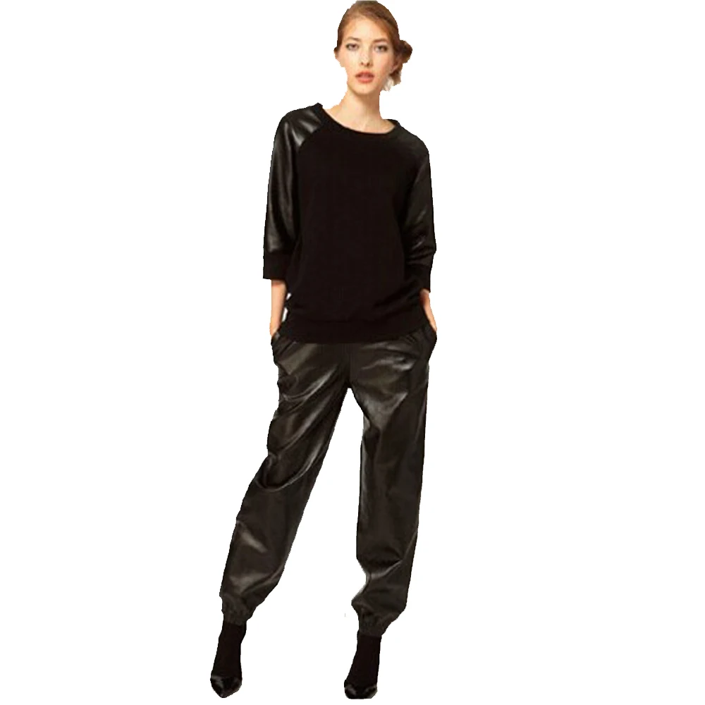 Women Casual Style Flat Faux Leather Elastic Calf Long PU Pants Black High Waist Plus Size Matching Pants FS0630
Women Casual Style Flat Faux Leather Elastic Calf Long PU Pants Black High Waist Plus Size Matching Pants FS0630