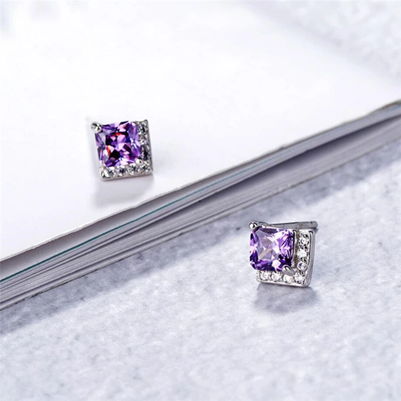 Sole Memory Creative Geometry Square Purple Crystal Silver Color Fashion Female Stud Earrings SEA585
Sole Memory Creative Geometry Square Purple Crystal Silver Color Fashion Female Stud Earrings SEA585