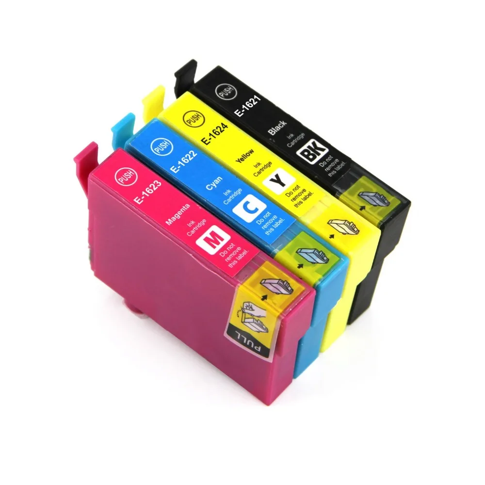 Полные чернила 4 шт. чернильный картридж T1621 T1622 T1623 T1624 для Epson WF-2010W WF-2510WF WF-2520 WF-2530WF