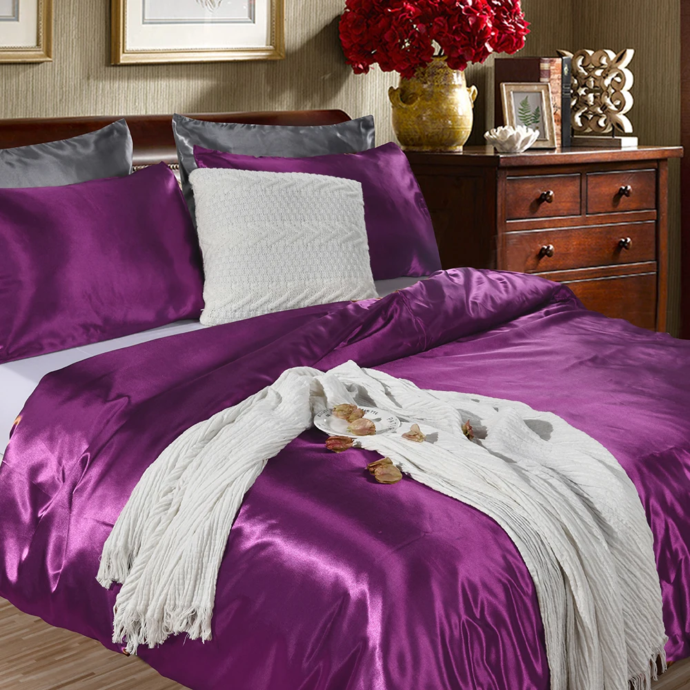 HOT! 100% pure satin silk bedding set Home Textile King size bed set bedclothes duvet cover flat sheet pillowcases Wholesale
HOT! 100% pure satin silk bedding set Home Textile King size bed set bedclothes duvet cover flat sheet pillowcases Wholesale