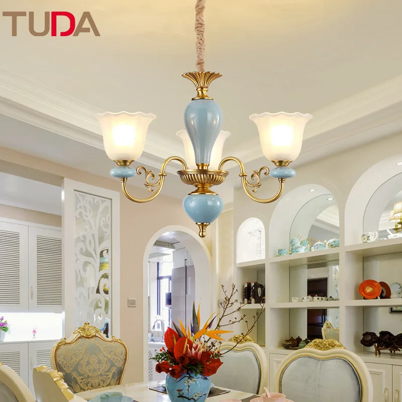 TUDA LED Chandelier Living Room Study Frosted Glass American Copper Chandelier Ceramic Chandelier E27 110V 220V
TUDA LED Chandelier Living Room Study Frosted Glass American Copper Chandelier Ceramic Chandelier E27 110V 220V