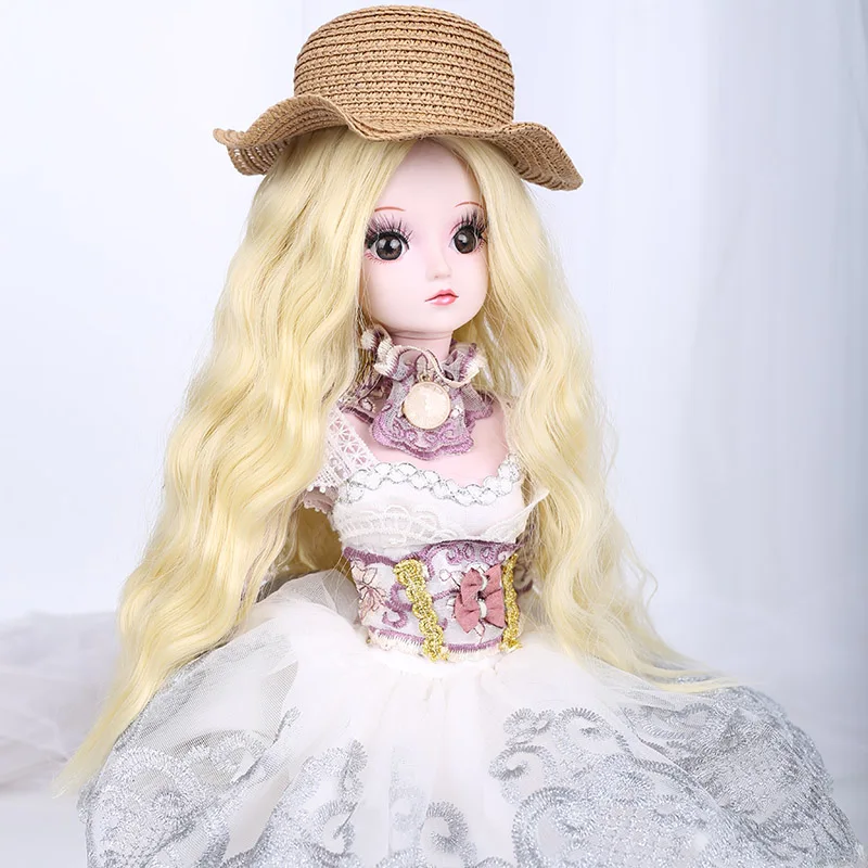 Cateleya BJD кукольный парик раздельный в средней длины вьющиеся волосы черный