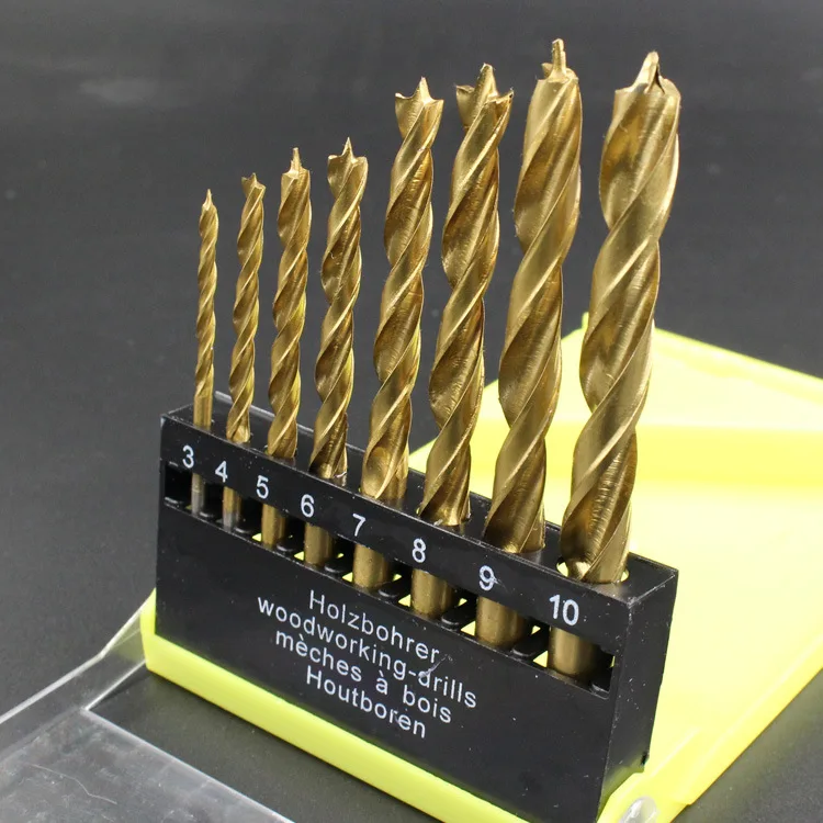 ZtDpLsd 3-10mm 8Pcs/Lot Titanium Plating High Carbon Steel Woodworking Three-point Twist Brad Point Drill Bit Set Wood Tool
ZtDpLsd 3-10mm 8Pcs/Lot Titanium Plating High Carbon Steel Woodworking Three-point Twist Brad Point Drill Bit Set Wood Tool