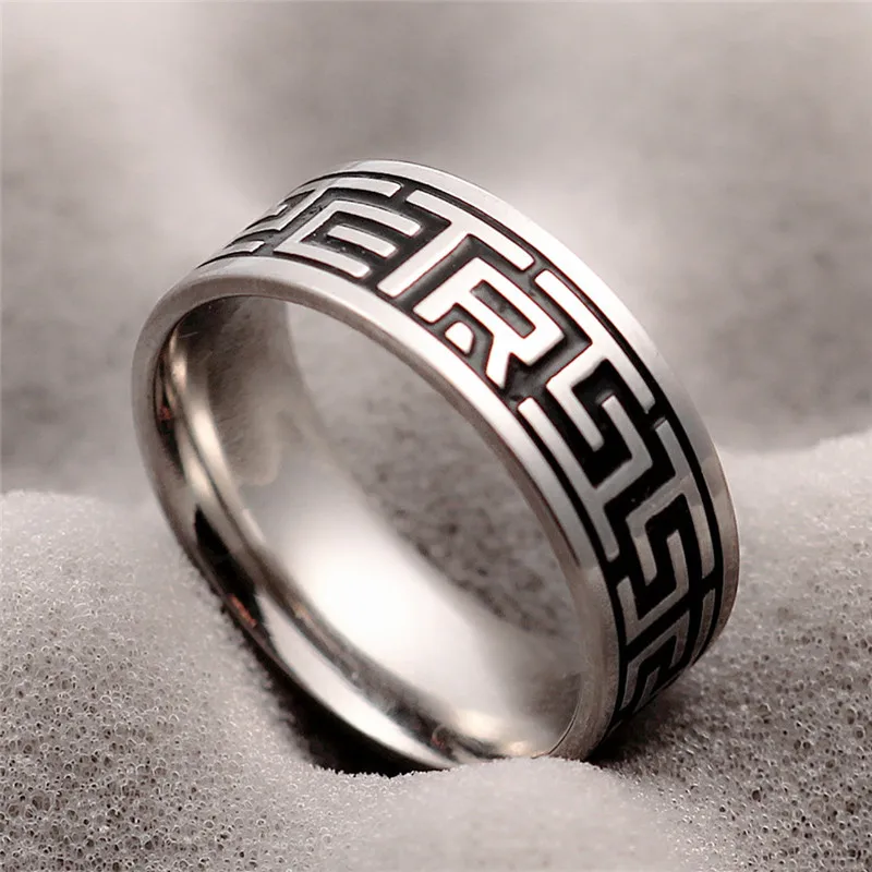 Vintage 316L Stainless Steel Ring for Men And Women Never Fade Power Lucky "Om Mani Padme Hum" Sanskrit Buddhist Mantra | Украшения