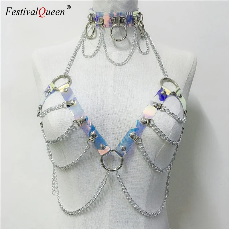 Gothic Holographic PVC Collar Choker Harness Belts Women Sexy Hollow Out Chest Cage Body Bondage Bra Garter Sexy Party Clubwear
Gothic Holographic PVC Collar Choker Harness Belts Women Sexy Hollow Out Chest Cage Body Bondage Bra Garter Sexy Party Clubwear