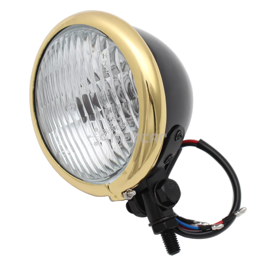 Motorcycle Black House Golden Trim H4 Blub Hi/Low Beam Headlight Head Lamp Clear Lens For Harley Bobber Chopper Cafe Racer Honda
Motorcycle Black House Golden Trim H4 Blub Hi/Low Beam Headlight Head Lamp Clear Lens For Harley Bobber Chopper Cafe Racer Honda