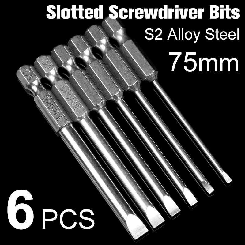 6pcs 75mm Magnetic Drill Slotted Screwdriver Set Bits Screw Driver Screwdrivers Kit Imported Material S2 Steel Slotted Head Hand
6pcs 75mm Magnetic Drill Slotted Screwdriver Set Bits Screw Driver Screwdrivers Kit Imported Material S2 Steel Slotted Head Hand