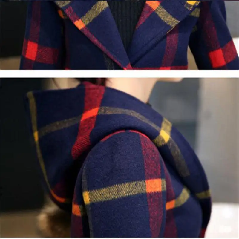 Fashion ladies autumn new college wind loose thin woolen plaid jacket fashion long hooded woolen coat female spring trend wild
Fashion ladies autumn new college wind loose thin woolen plaid jacket fashion long hooded woolen coat female spring trend wild