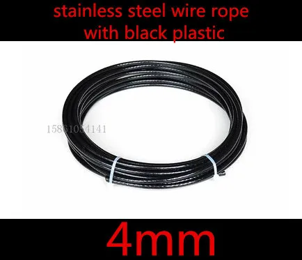 20meters 3.0mm stainless steel wire rope with black nylon/pvc coated, outer diameter 4.0mm
20meters 3.0mm stainless steel wire rope with black nylon/pvc coated, outer diameter 4.0mm