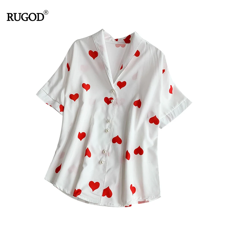 RUGOD Heart Print Short Sleeves Women Blouses Turn-down Collar Loose Summer Tops and Blouses Modis Femme Blusas Mujer
RUGOD Heart Print Short Sleeves Women Blouses Turn-down Collar Loose Summer Tops and Blouses Modis Femme Blusas Mujer