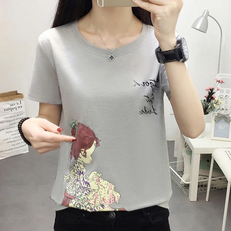 2020 Harajuku Cartoon Print T-shirt Women Clothing Casual Cotton Tee Tops Summer Plus Size Casual Short Sleeve T Shirt B019
2020 Harajuku Cartoon Print T-shirt Women Clothing Casual Cotton Tee Tops Summer Plus Size Casual Short Sleeve T Shirt B019