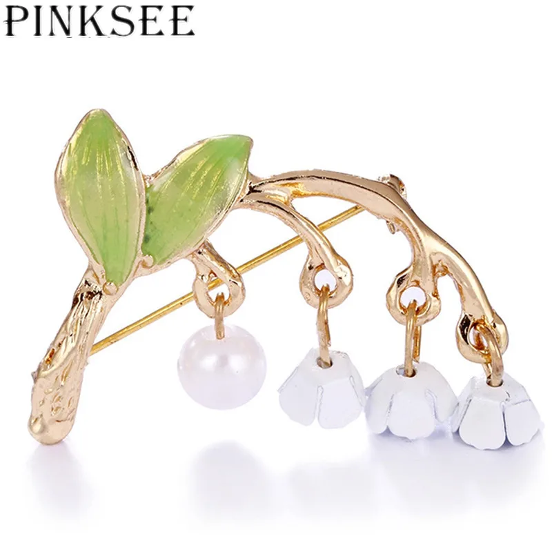 PINKSEE Sweet Vivid Enamel White Floral Leaf Brooch Lily of the Valley Gold Color Brooch Pin High Quality Jewelry for Women
PINKSEE Sweet Vivid Enamel White Floral Leaf Brooch Lily of the Valley Gold Color Brooch Pin High Quality Jewelry for Women