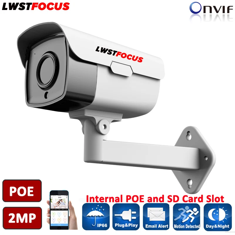 LWSTFOCUS 2MP IP Камера пуля Full HD 1080p SONY IMX 323 P2P ONVIF Водонепроницаемый Ночное видение 60 м