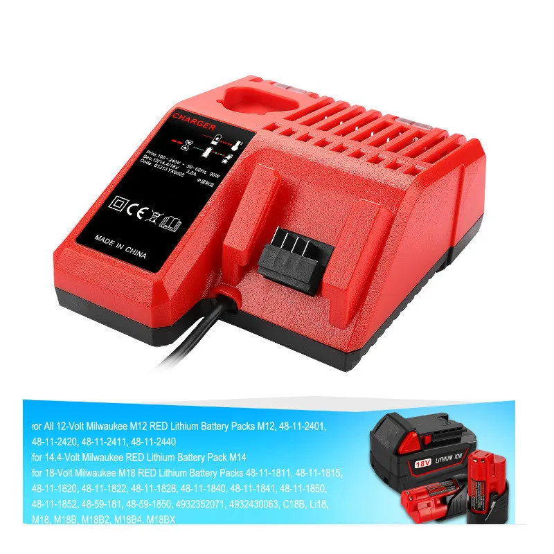 High quality 12V-18V Charger for Milwaukee Li-ion Battery M12 M18 C18C C1418C 48-11-1820 48-11-1815 48-11-1840 EU Plug
High quality 12V-18V Charger for Milwaukee Li-ion Battery M12 M18 C18C C1418C 48-11-1820 48-11-1815 48-11-1840 EU Plug