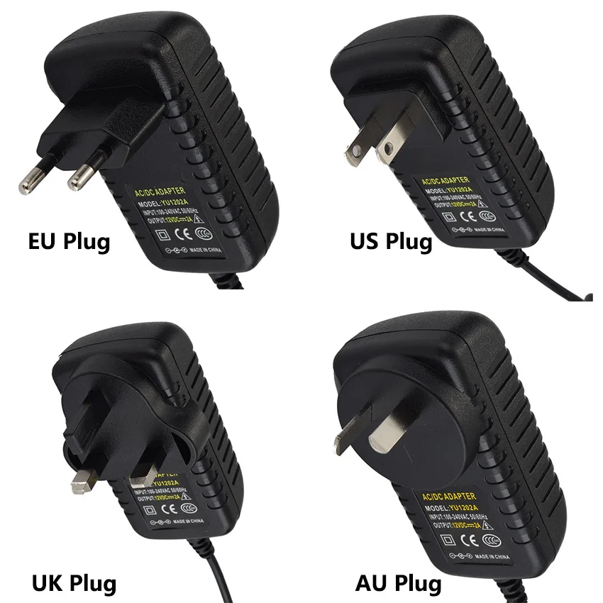 AC 100 240V к DC 12V 2A адаптер питания Трансформатор 1.5A EU US UK AU вилка для 3528 5050 5360