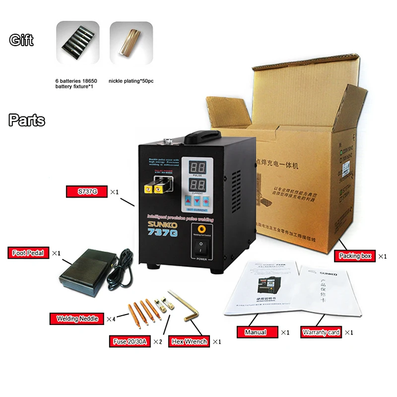 SUNKKO 737G battery spot welder 1.5kw precision pulse spot welder led light welding machine used 18650 battery pack spot welders
SUNKKO 737G battery spot welder 1.5kw precision pulse spot welder led light welding machine used 18650 battery pack spot welders