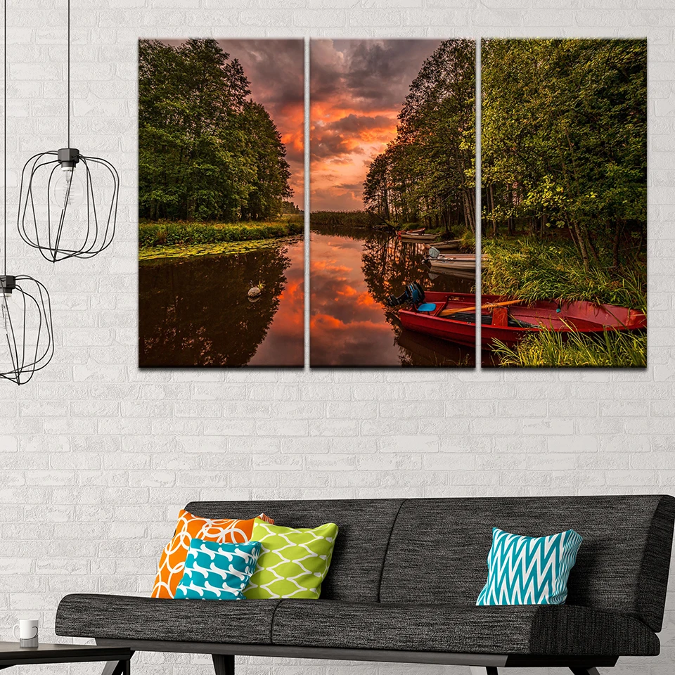 Wall Art Poster Modern Home Decor Living Room Bedroom 3 Pieces Lake Boats Mountains Woods HD Printed Natural Landscape Painting
Wall Art Poster Modern Home Decor Living Room Bedroom 3 Pieces Lake Boats Mountains Woods HD Printed Natural Landscape Painting