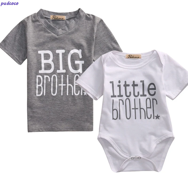 Cute Brothers Clothes Little Brother Baby Boy Romper Big T-shirt Tee Tops Matching Outfit Brotherhood Symbolic |