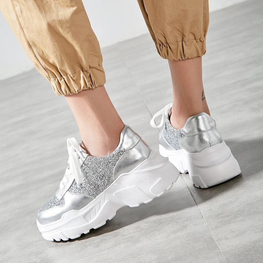 ANNYMOLI Women Shoes Flats Sneakers Natural Genuine Leather Flat Platform Shoes Bling Lace Up Round Toe Shoes Female Size 34-39
ANNYMOLI Women Shoes Flats Sneakers Natural Genuine Leather Flat Platform Shoes Bling Lace Up Round Toe Shoes Female Size 34-39
