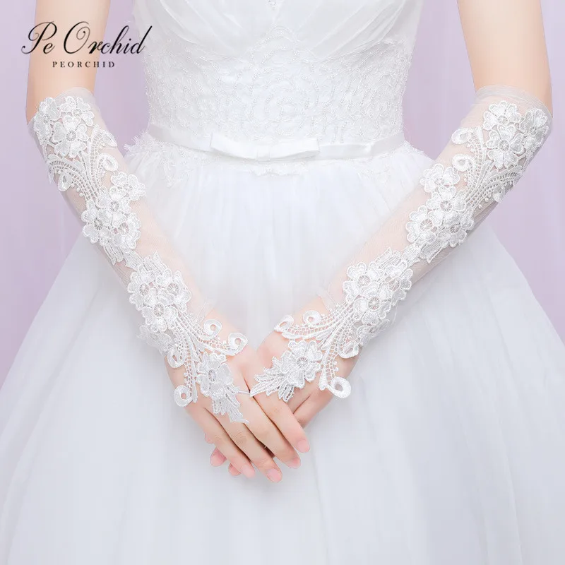 PEORCHID Women Fingerless Bridal Gloves Lace Wedding Gloves Flower Applique Elbow Length Bridesmaid Gift Evening Party Gloves
PEORCHID Women Fingerless Bridal Gloves Lace Wedding Gloves Flower Applique Elbow Length Bridesmaid Gift Evening Party Gloves